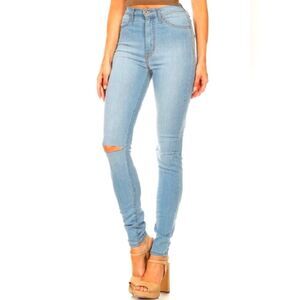 NEW Aphrodite Jeans Skinny Split Knee Light Wash High Waist Size 29 Minimalist